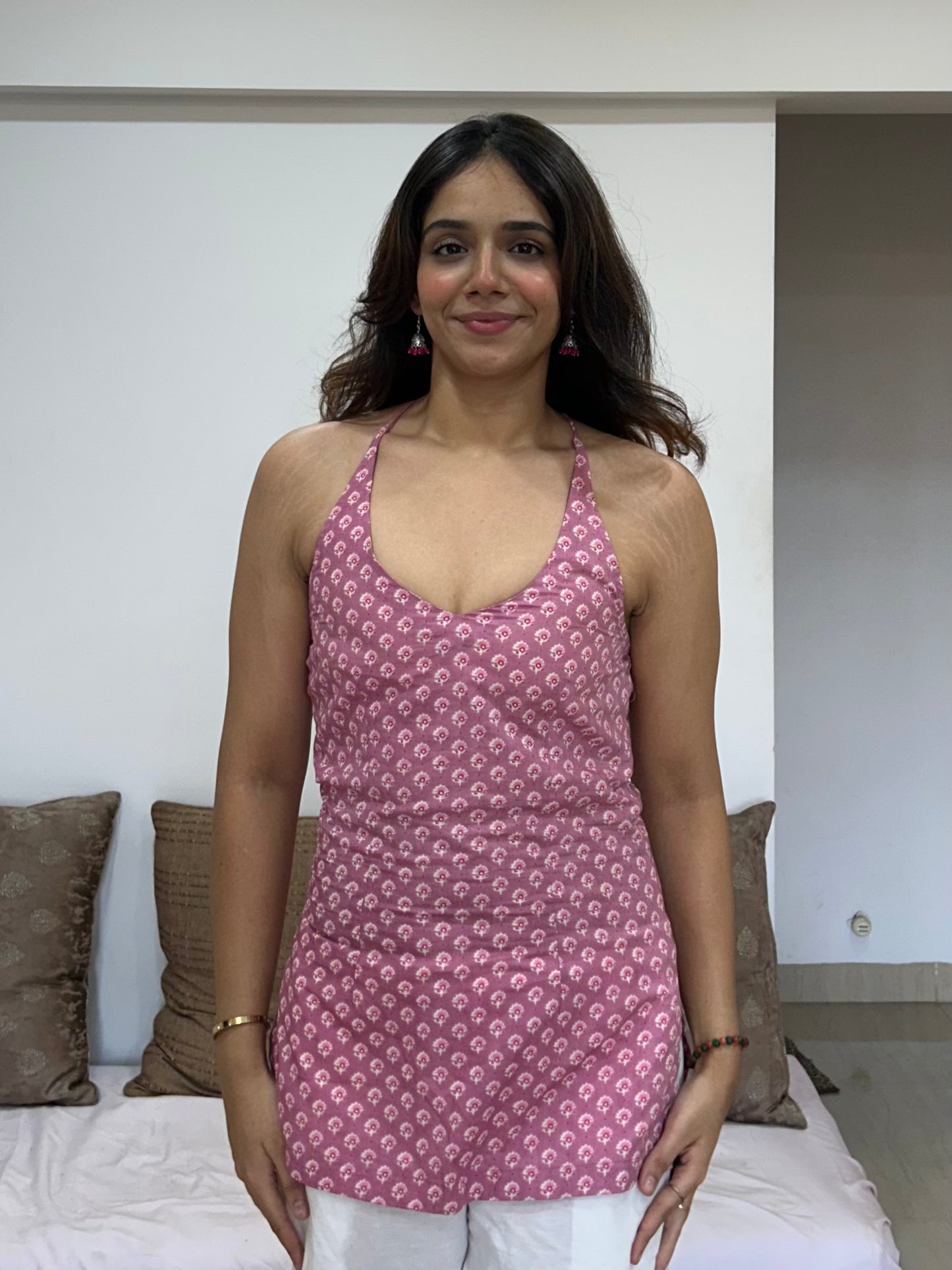 Cotton Printed pink Kurti