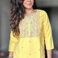 Yellow Embroidered Poplin Kurti