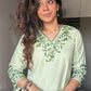 Pastel Mint Green Embroidered Poplin Kurti