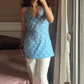 Floral printed Halter neck sleeveless Short Kurti - Needle Magic