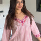 Pure cotton kurti with floral embroidery on neckline & sleeves - Needle Magic